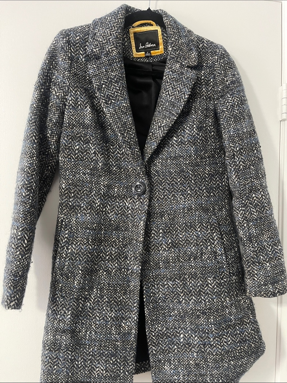 Sam Edelman Women's Gray and Blue Tweed Single-Button Coat